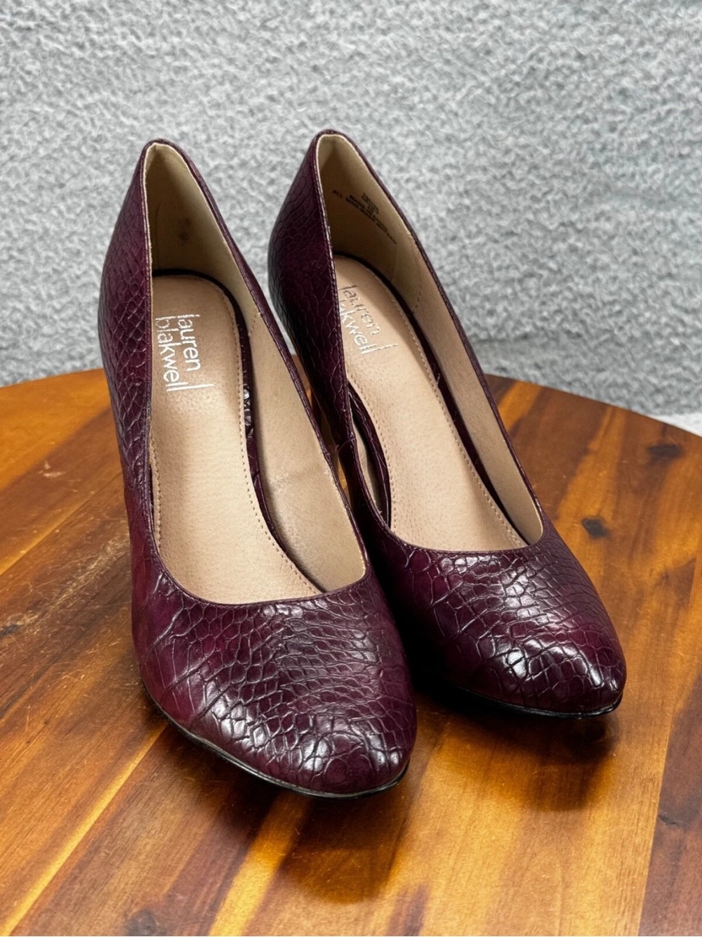 Lauren Maxwell Women's Plum Croc-Embossed Pointed-Toe Heels